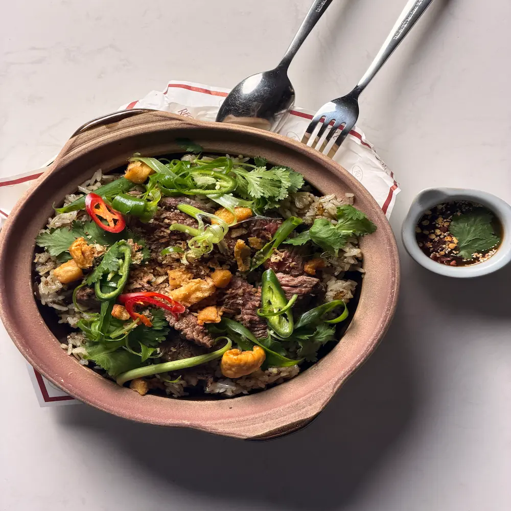 Crying Tiger Claypot - Thai fine dining dish at Regale Restaurant Carlton Melbourne