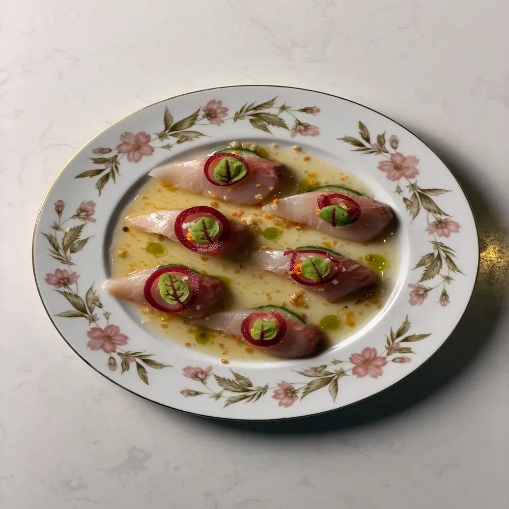 Kingfish Sashimi - Thai fine dining dish at Regale Restaurant Carlton Melbourne