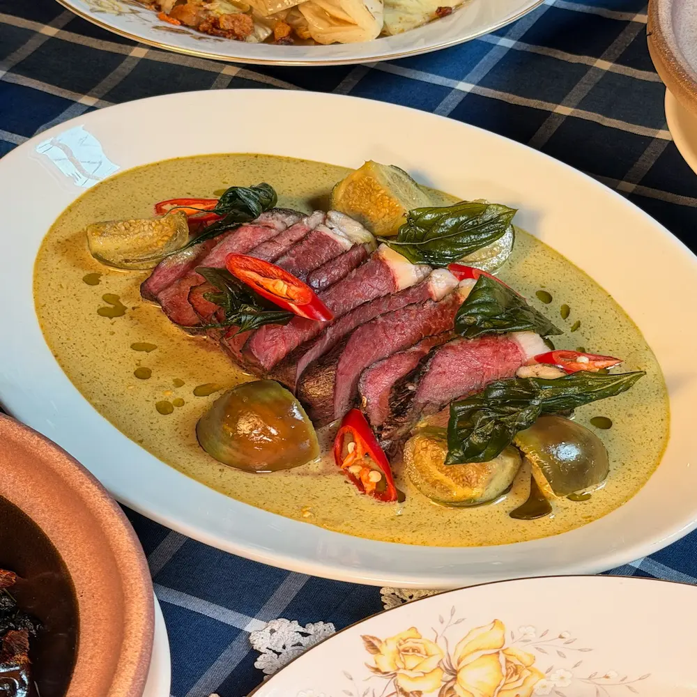 Charred Grilled Picanha Green Curry - Thai fine dining dish at Regale Restaurant Carlton Melbourne