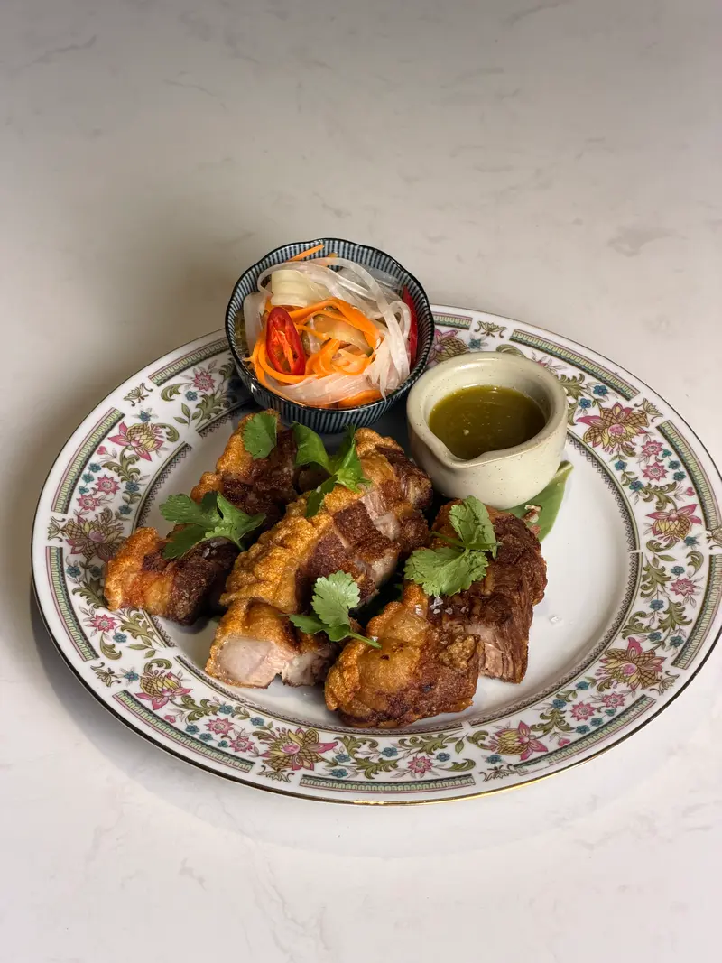 Crispy Pork Belly - Thai fine dining dish at Regale Restaurant Carlton Melbourne